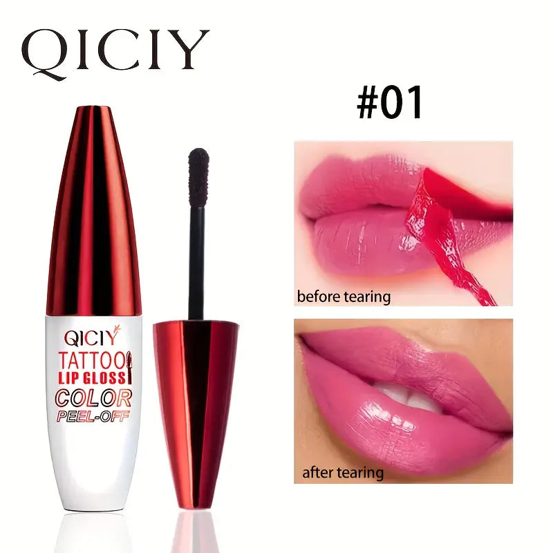 QICY Tattoo Lip Gloss Peel-Off, 10g - Long-Lasting Liquid Lipstick