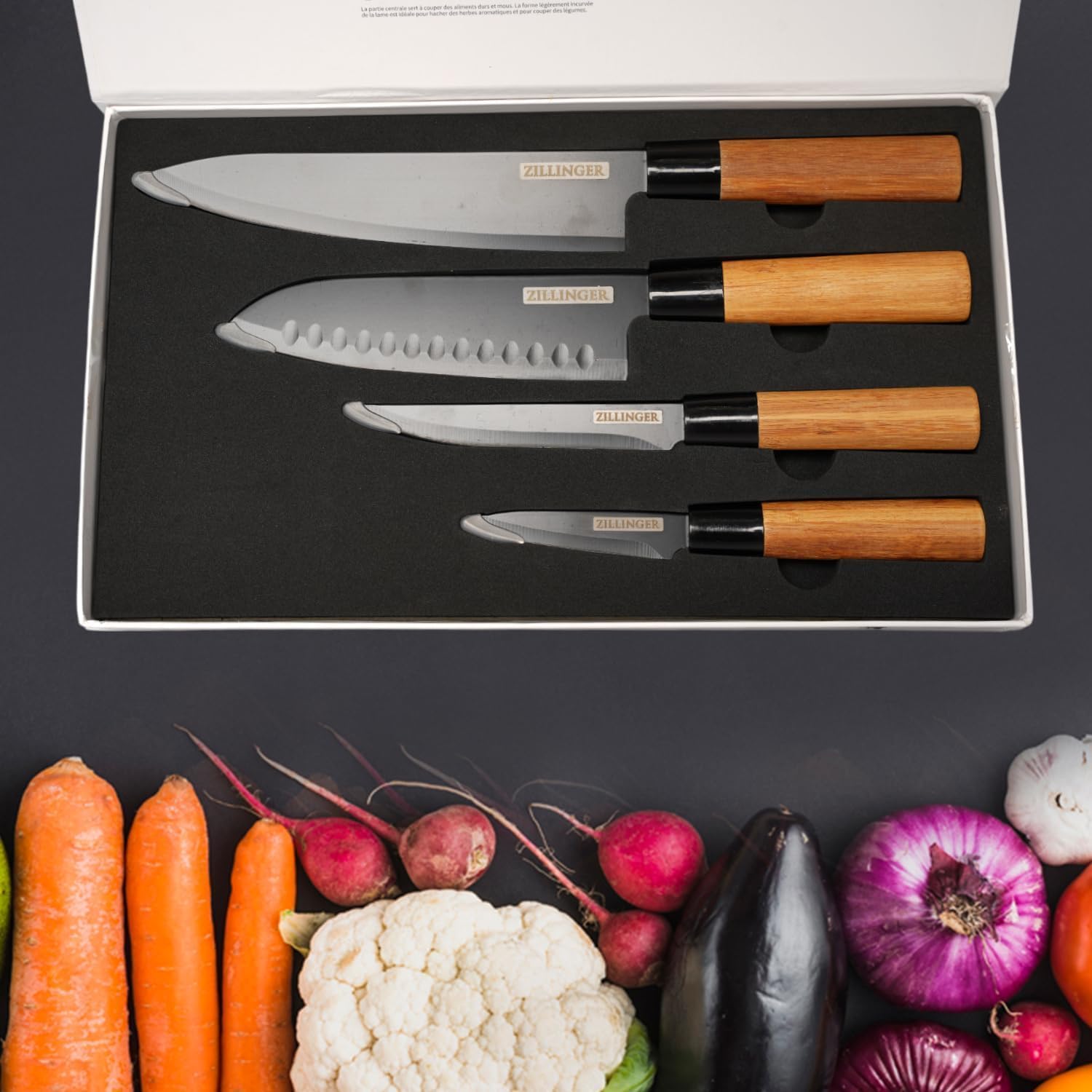 ZILLINGER Japanese Knife Set - 4 Pcs High-Carbon