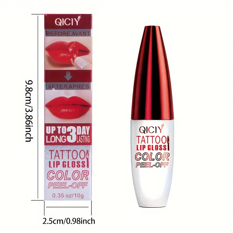 QICY Tattoo Lip Gloss Peel-Off, 10g - Long-Lasting Liquid Lipstick