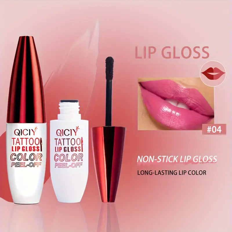 QICY Tattoo Lip Gloss Peel-Off, 10g - Long-Lasting Liquid Lipstick