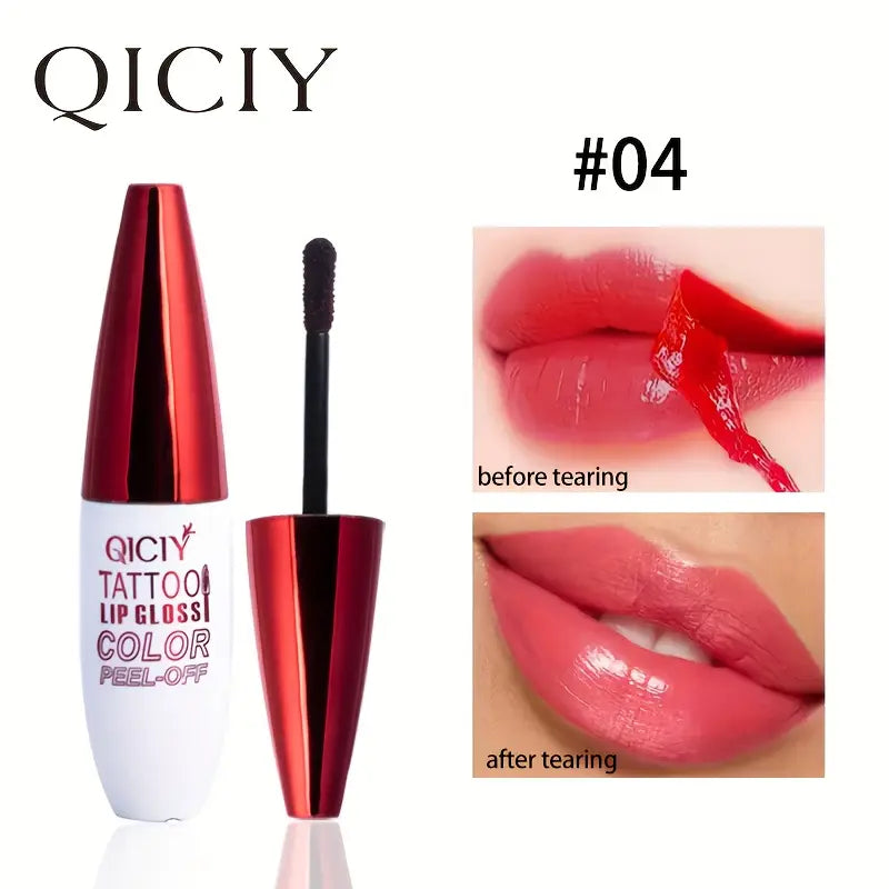 QICY Tattoo Lip Gloss Peel-Off, 10g - Long-Lasting Liquid Lipstick